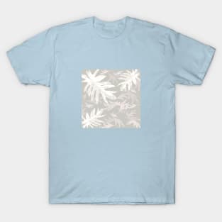 Trio palm leaves sand brown on white tropical fall TeePublic T-Shirt